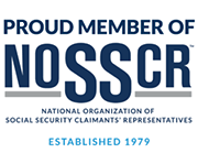 Proud member of NOSSCR National organization of social security claimants representatives established 1979
